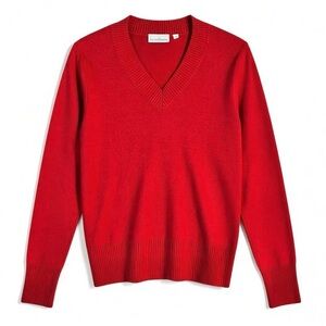 4/$20 ICO Uniforms Cashmere-Feel V-Neck Sweater - Burnt Red - M